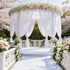 Wedding Arch Draping Fabric 29" x 18 FT White Sheer Chiffon Outdoor Curtain Drapes for Wedding Birthday Party, alternate view