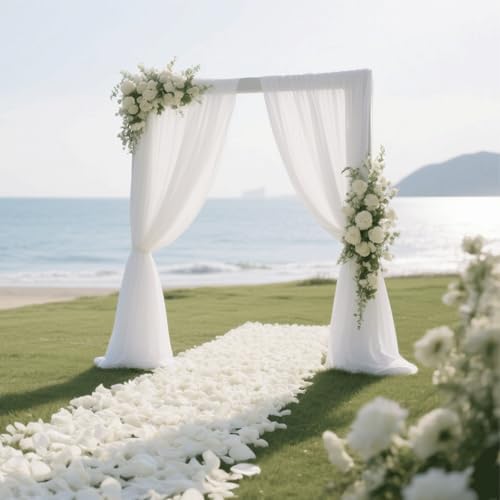 Wedding Arch Draping Fabric 29" x 18 FT White Sheer Chiffon Outdoor Curtain Drapes for Wedding Birthday Party, alternate view