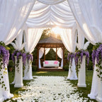 Wedding Arch Draping Fabric 29" x 18 FT White Sheer Chiffon Outdoor Curtain Drapes for Wedding Birthday Party, alternate view