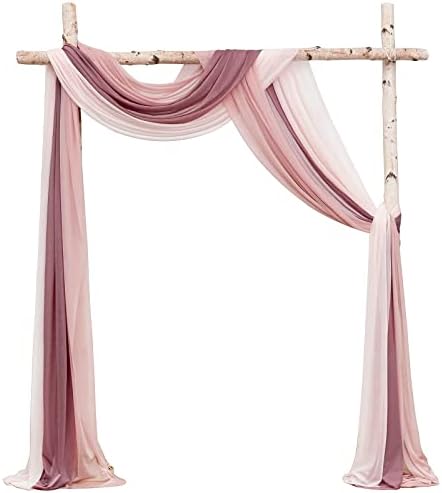 Wedding Arch Draping Fabric 3 Panels 20Ft Chiffon Fabric Drapes Arbor Drapery Wedding Ceremony Reception Swag