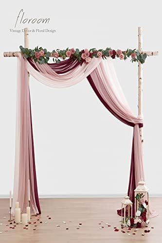 Wedding Arch Draping Fabric 3 Panels 20Ft Chiffon Fabric Drapes Arbor Drapery Wedding Ceremony Reception Swag, alternate view