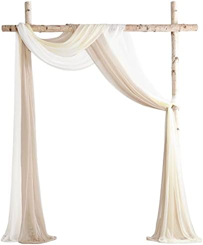 Wedding Arch Draping Fabric 3 Panels 20Ft Chiffon Fabric Drapes Arbor Drapery Wedding Ceremony Reception Swag
