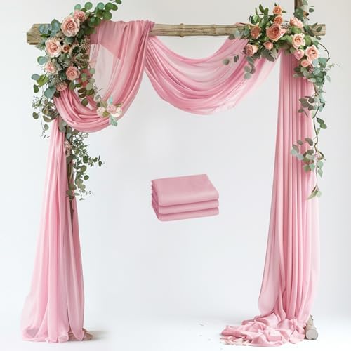 Wedding Arch Draping Fabric 3 Panels Blush Pink Sheer Backdrop Drape in Blush Pink