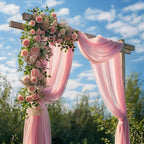 Wedding Arch Draping Fabric 3 Panels Blush Pink Sheer Backdrop Drape in Blush Pink, alternate view 7