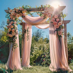 Wedding Arch Draping Fabric 3 Panels Dusty Rose Sheer Backdrop Drape in Dusty Rose, alternate view 2