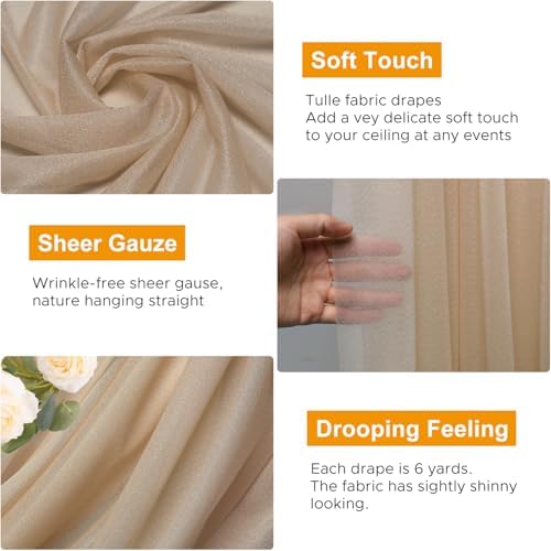 Wedding Arch Draping Fabric 3 Panels Nude Sheer Backdrop Drapes in Nude, alternate view 3