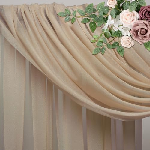 Wedding Arch Draping Fabric 3 Panels Nude Sheer Backdrop Drapes in Nude, alternate view 4