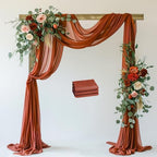 Wedding Arch Draping Fabric 3 Panels Terracotta Sheer Backdrop Drape in Terracotta