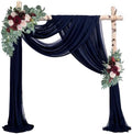 Wedding Arch Draping Fabric 4 Panels 20Ft Length x 28" Width Navy Blue Arch Drapes Chiffon Fabric Sheer Curtains