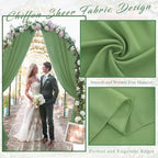 Wedding Arch Draping Fabric 4 Panels 20Ft Length x 28" Width Sage Green Arch Drapes Chiffon Fabric Sheer, alternate view 4