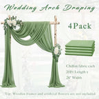 Wedding Arch Draping Fabric 4 Panels 20Ft Length x 28" Width Sage Green Arch Drapes Chiffon Fabric Sheer, alternate view 6