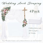 Wedding Arch Draping Fabric 4 Panels 20Ft Length x 28" Width White Arch Drapes Chiffon Fabric Sheer Curtains, alternate view