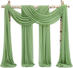 Wedding Arch Draping Fabric,4 Panels 28" x19ft Sage Green Wedding Arch Drapes for Ceremony Chiffon Fabric Drapes