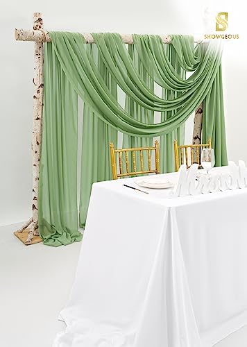 Wedding Arch Draping Fabric,4 Panels 28" x19ft Sage Green Wedding Arch Drapes for Ceremony Chiffon Fabric Drapes, alternate