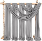 Wedding Arch Draping Fabric,4 Panels 28" x20ft Gray Wedding Arch Drapes for Ceremony Chiffon Fabric Drapes Arbor, alternate