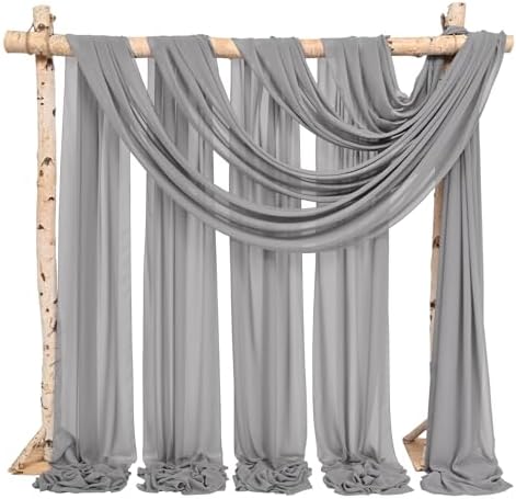 Wedding Arch Draping Fabric,4 Panels 28" x20ft Gray Wedding Arch Drapes for Ceremony Chiffon Fabric Drapes Arbor, alternate