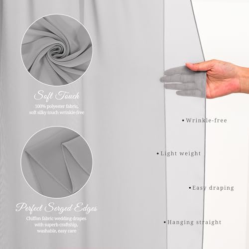 Wedding Arch Draping Fabric,4 Panels 28" x20ft Gray Wedding Arch Drapes for Ceremony Chiffon Fabric Drapes Arbor, alternate