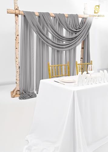 Wedding Arch Draping Fabric,4 Panels 28" x20ft Gray Wedding Arch Drapes for Ceremony Chiffon Fabric Drapes Arbor, alternate