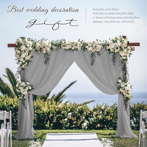 Wedding Arch Draping Fabric,4 Panels 28" x20ft Gray Wedding Arch Drapes for Ceremony Chiffon Fabric Drapes Arbor, alternate