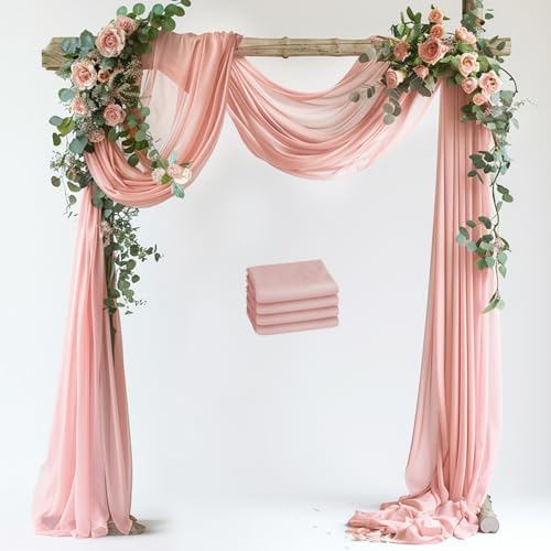 Wedding Arch Draping Fabric 4 Panels Blush Sheer Backdrop Drapes in Blush