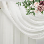 Wedding Arch Draping Fabric 4 Panels Ivory Sheer Backdrop Drapes in Ivory, alternate view 4