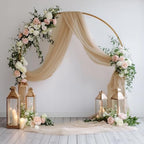 Wedding Arch Draping Fabric 4 Panels Nude Sheer Backdrop Drapes in Nude, alternate view 5
