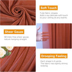 Wedding Arch Draping Fabric 4 Panels Terracotta Sheer Backdrop Drape in Terracotta, alternate view 3