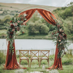 Wedding Arch Draping Fabric 4 Panels Terracotta Sheer Backdrop Drape in Terracotta, alternate view 5