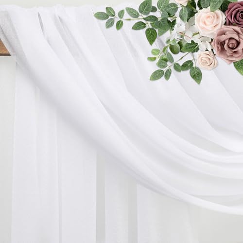 Wedding Arch Draping Fabric 4 Panels White Sheer Backdrop Drapes in White, alternate view 4