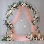 Wedding Arch Draping Fabric 6 Panels Blush Sheer Backdrop Drapes in Blush, alternate view 5