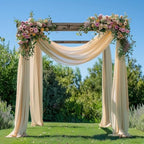 Wedding Arch Draping Fabric 6 Panels Champagne Sheer Backdrop Drapes in Champagne, alternate view 2