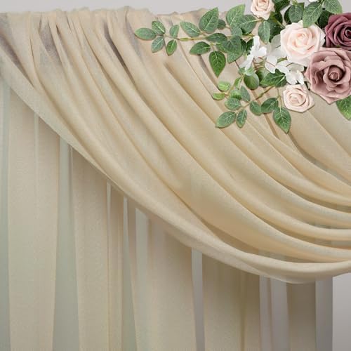 Wedding Arch Draping Fabric 6 Panels Champagne Sheer Backdrop Drapes in Champagne, alternate view 4