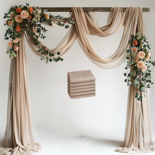 Wedding Arch Draping Fabric 6 Panels Nude Sheer Backdrop Drapes in Nude