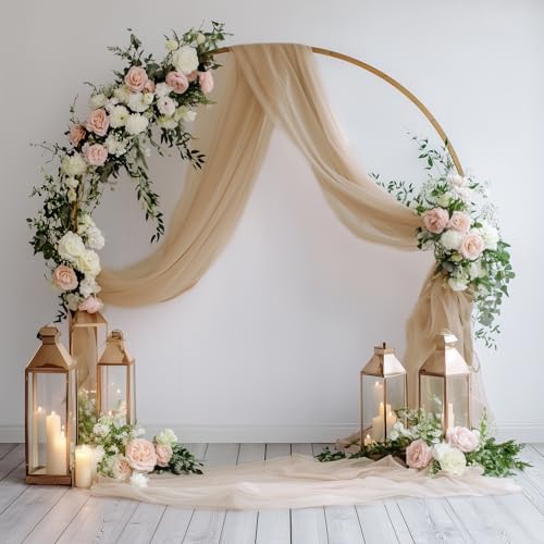 Wedding Arch Draping Fabric 6 Panels Nude Sheer Backdrop Drapes in Nude, alternate view 5