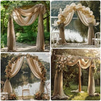 Wedding Arch Draping Fabric 6 Panels Nude Sheer Backdrop Drapes in Nude, alternate view 6