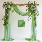 Wedding Arch Draping Fabric 6 Panels Sage Green Sheer Backdrop Drape in Sage Green