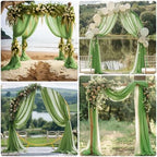 Wedding Arch Draping Fabric 6 Panels Sage Green Sheer Backdrop Drape in Sage Green, alternate view 6