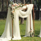 Wedding Arch Draping Fabric 8 Panels 20Ft Length x 28" Width Ivory Arch Drapes Chiffon Fabric Sheer Curtains, alternate view