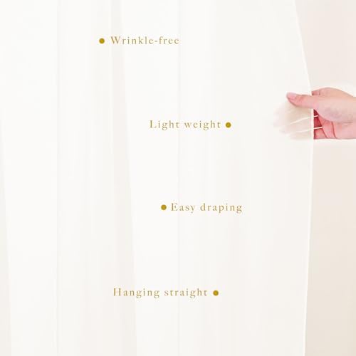 Wedding Arch Draping Fabric 8 Panels 20Ft Length x 28" Width Ivory Arch Drapes Chiffon Fabric Sheer Curtains, alternate view