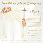 Wedding Arch Draping Fabric 8 Panels 20Ft Length x 28" Width Ivory Arch Drapes Chiffon Fabric Sheer Curtains, alternate view