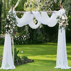 Wedding Arch Draping Fabric 8 Panels 20Ft Length x 28" Width White Arch Drapes Chiffon Fabric Sheer Curtains, alternate view