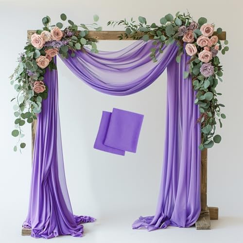 Wedding Arch Draping Fabric Backdrop 2 Panels, Lavender Purple