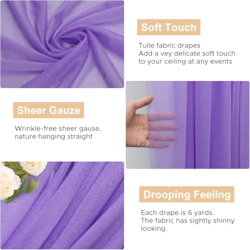 Wedding Arch Draping Fabric Backdrop 2 Panels, Lavender Purple, alternate view 2