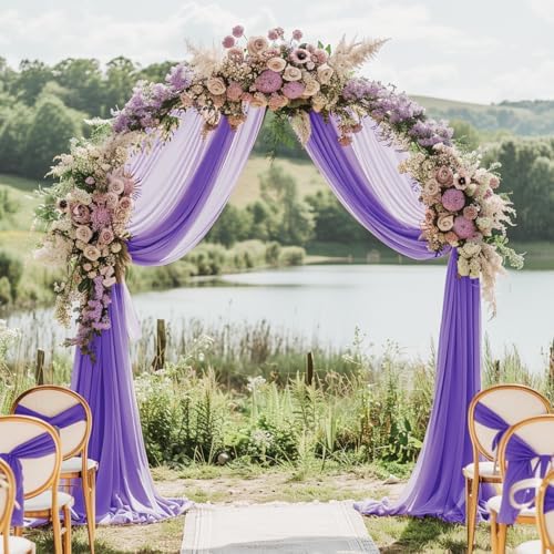 Wedding Arch Draping Fabric Backdrop 2 Panels, Lavender Purple, alternate view 6