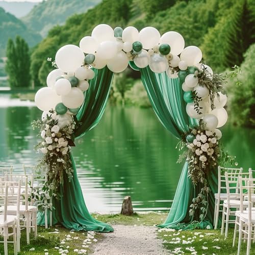 Wedding Arch Draping Fabric Backdrop 3 Panels, Emerald Green, alternate view 3