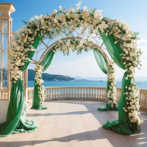 Wedding Arch Draping Fabric Backdrop 3 Panels, Emerald Green, alternate view 5