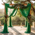 Wedding Arch Draping Fabric Backdrop 3 Panels, Emerald Green, alternate view 6