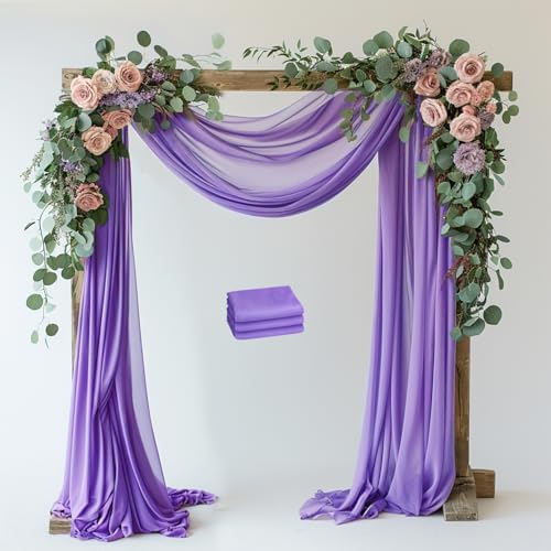 Wedding Arch Draping Fabric Backdrop 3 Panels, Lavender Purple