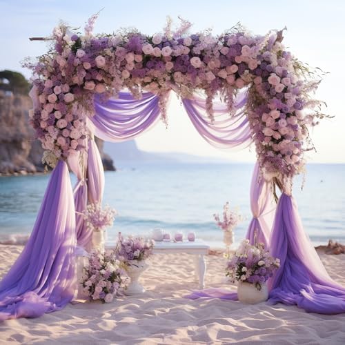 Wedding Arch Draping Fabric Backdrop 3 Panels, Lavender Purple, alternate view 3