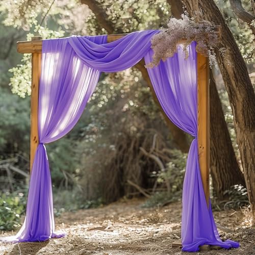 Wedding Arch Draping Fabric Backdrop 3 Panels, Lavender Purple, alternate view 5